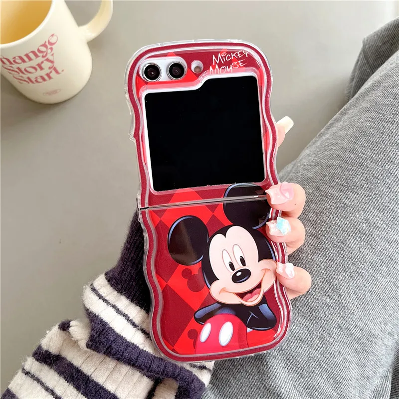 Phone Case For Samsung Galaxy Z Flip 6 5 4 3 5G Shockproof Acrylic Hard Cover For Z Flip5 Flip4 Flip3 Flip6 Mickey Minnie