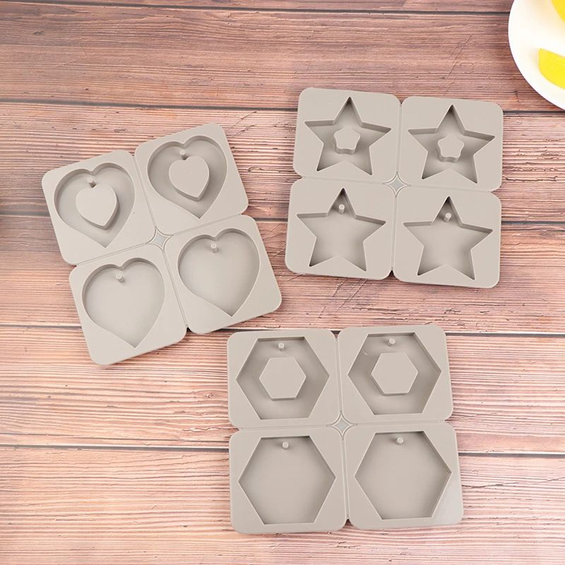 DIY Silicone Molds Candles Aroma Wax Tablets Mould Car Pendant Decoration Single Hole Pentagram Hexagon Heart Star Silicone Mold