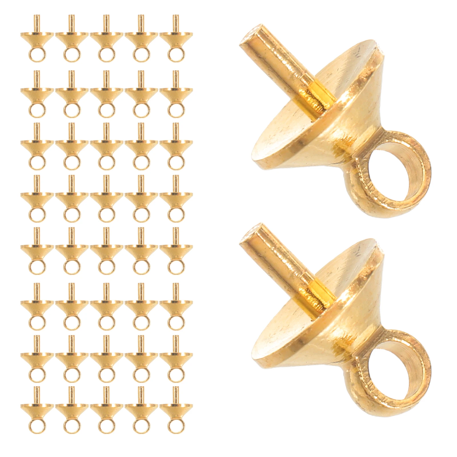 

100pcs Pure Pendant Bail: Sturdy Jewelry End Caps Half Round Eye Pin For Diy Earrings Necklaces Small Cup Bail