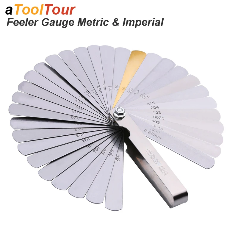 Metric Thickness Feeler Gauge 32 Blades Set Tappet With Brass Gap Measure Tool Range 0.04mm 0.88mm Valve Motorcycle Measurement