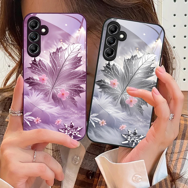 Feuilles d'érable de rêve pour Samsung A73 72 71 A70 56 55 54 A53 52 51 A50 42 A35 A34 33 32 31 26 25 24 23 22 30 coque de téléphone en verre