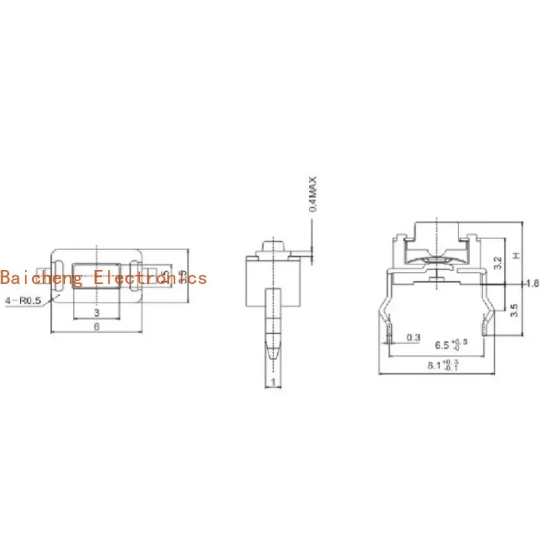 200PCS 3.5 * 6 * 5MM plug-in, 2-pin touch button, 2-pin micro button switch, jog