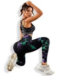 Calças de ioga sem costura de cintura alta para mulheres, booty lifting, perneiras esportivas, apertadas, elásticas, correndo, fitness, novo estilo, tie dye