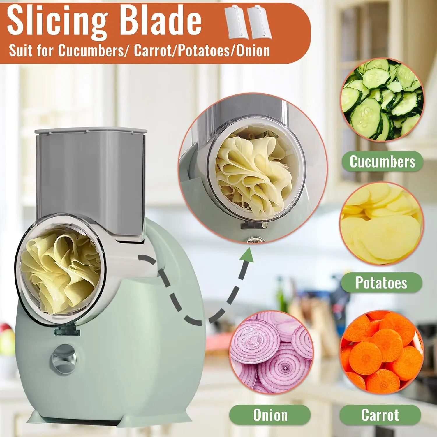 Electric Vegetable Slicer Multifunctional Kitchen Vegetable Slicer With 3 Replaceable Blades Salad Shooter Vegetable Fruit And N