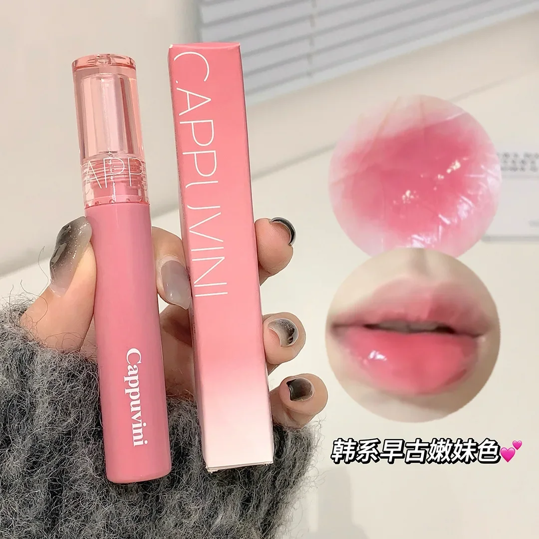 Cappuvini glass glossy fruit juice lip glaze jelly mirror glossy lip glaze female lipstick makeup