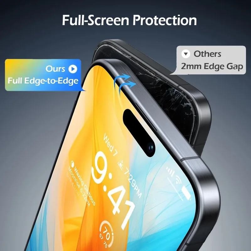 4 قطعة غطاء كامل واقيات الشاشة من الزجاج المقسى لـ 17 16 Pro Max 15 14 Plus 13 12 11 Pro Mini 16e Air X XR XS Max فيلم زجاجي #6