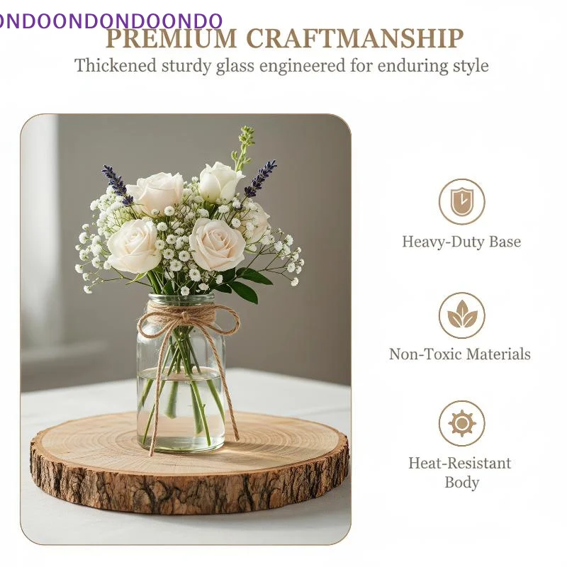 Vases With Ropes Clear Glass Vase With Natural Jute Rope Rustic Farmhouse Planter For ...