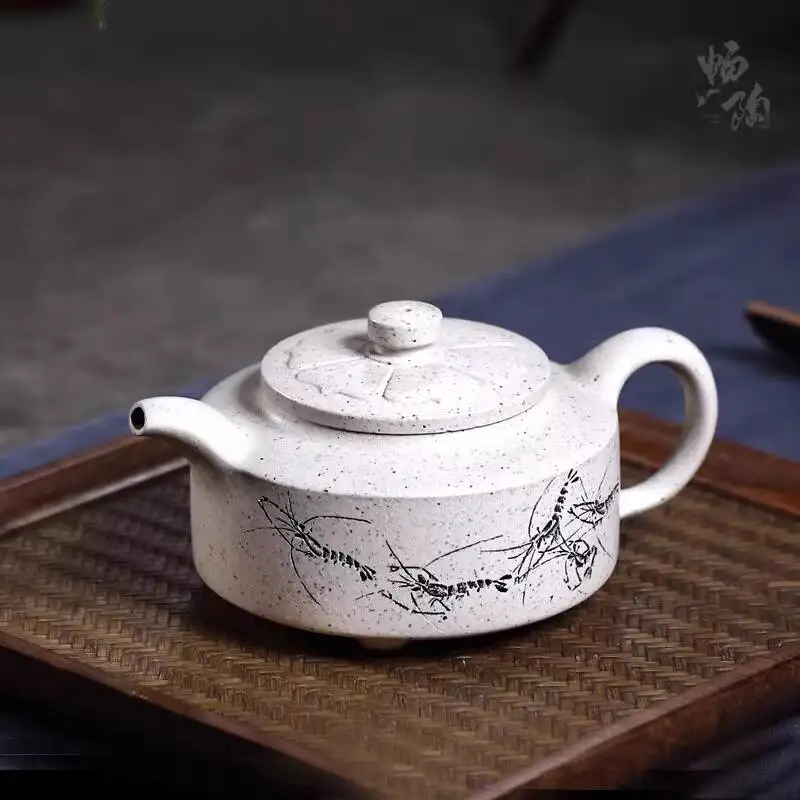 [Changtao]Yixing Brewing Tea, Handmade Zisha Teapot For Home Use, White Jade Section Zhoupan 320C