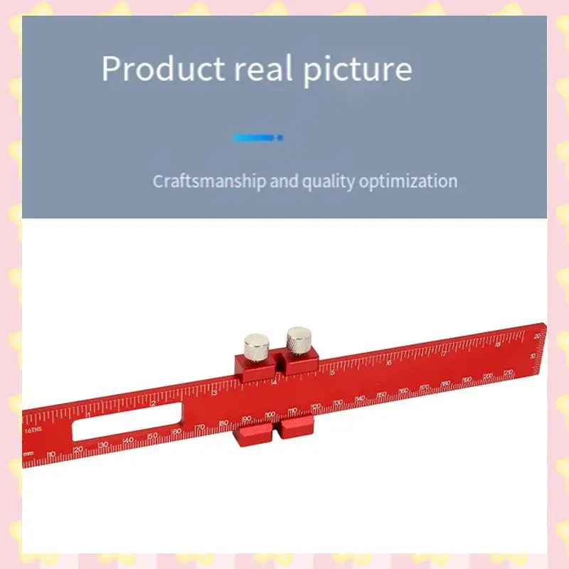 

AB51 Woodworking Precision Pocket Ruler Aluminum Slide Ruler Metric Inch T-Type Scribing Ruler Layout Tool With Slide Stops
