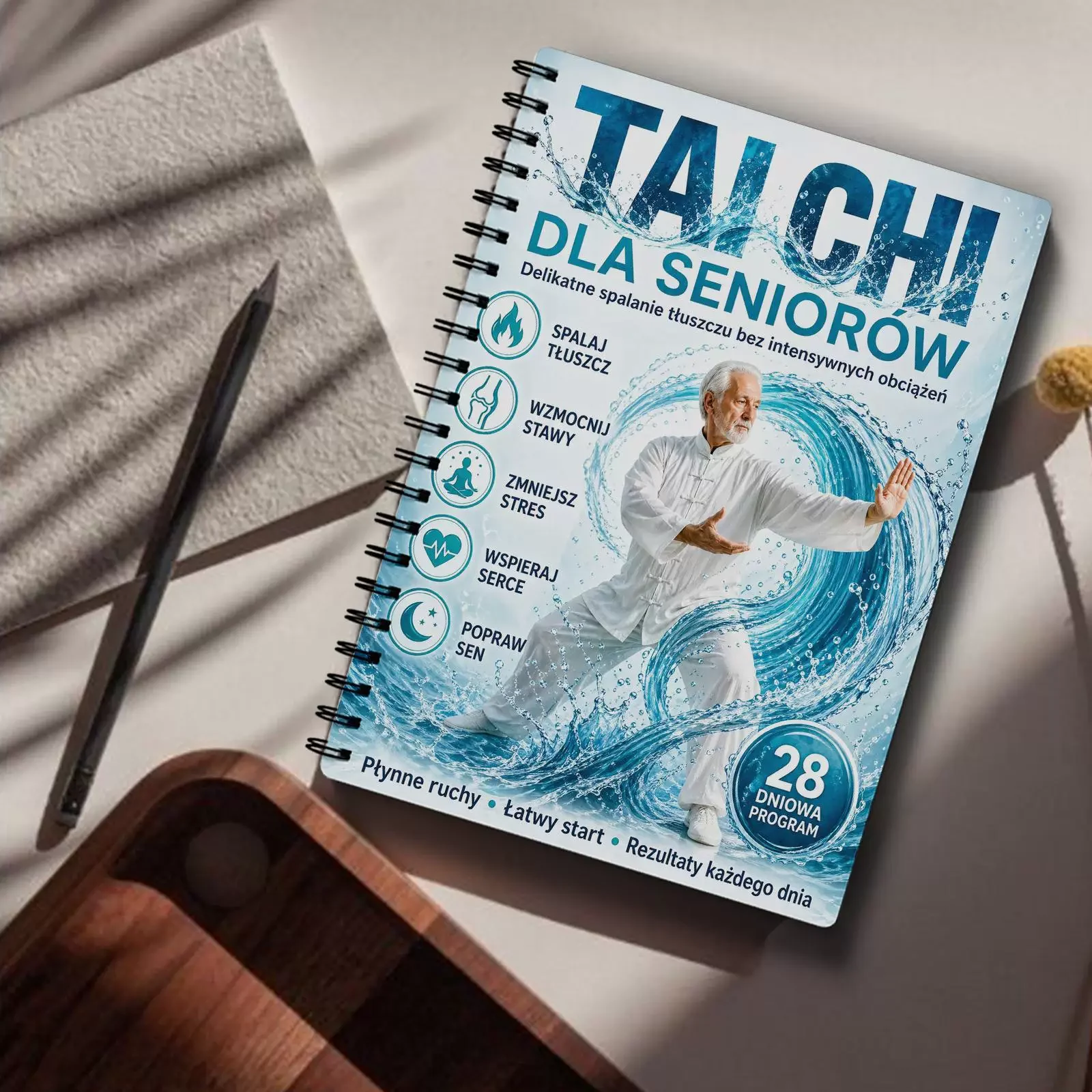 Polish Version Tai Chi for Seniors 60+ 28-Day 10 Mins Daily Program Spiral Bound Beginner Friendly Guide Book