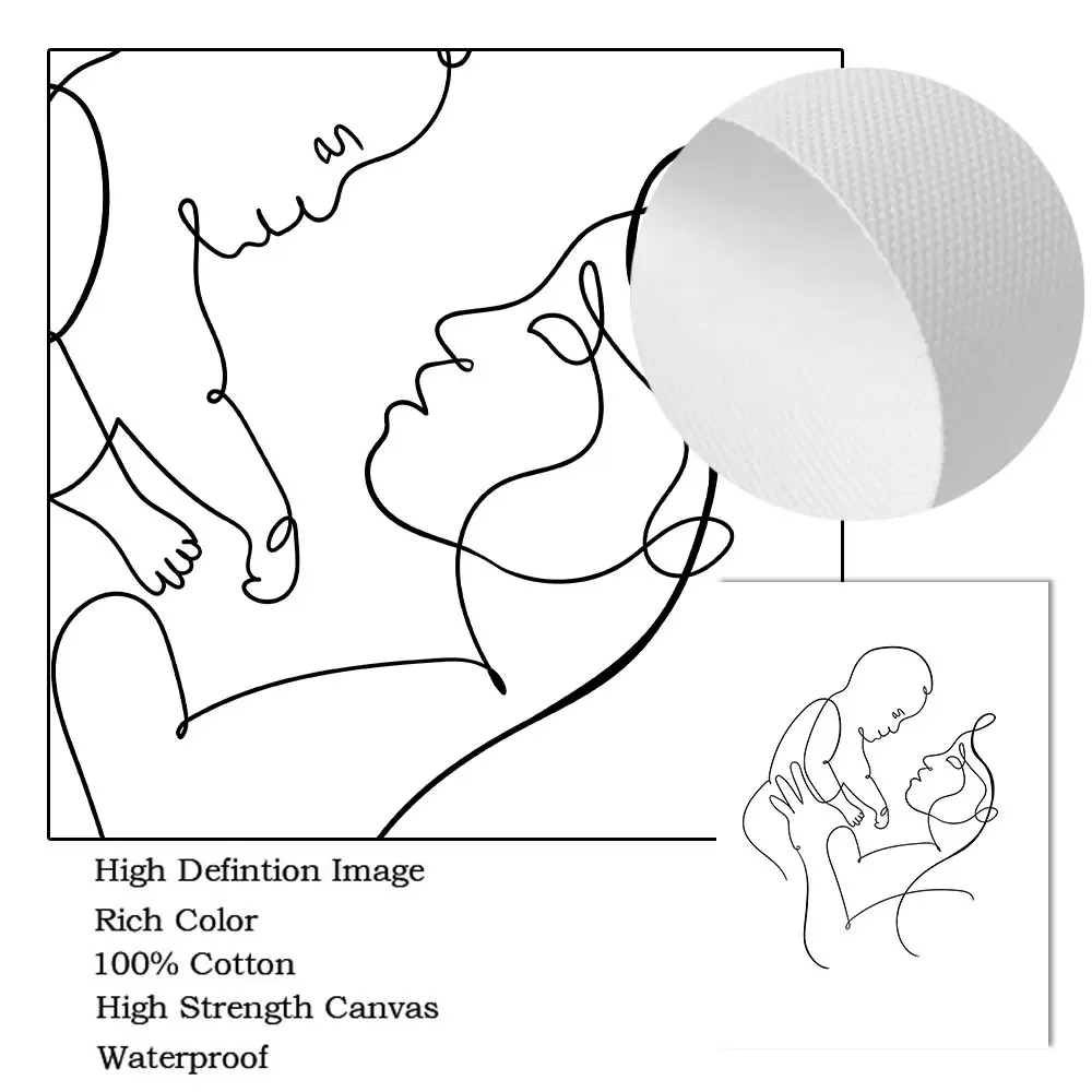 บทคัดย่อสาย Family Love Baby Hand In Hand Wall Art ภาพวาดผ้าใบ Nordic โปสเตอร์และพิมพ์ภาพผนังห้องนั่งเล่น decor