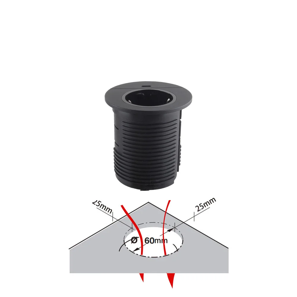 Imagem -06 - Anssin-soquete Embutido com Usb Soquete Desktop para Furo de 60 mm Soquete ue Usb-c Port Cabo de Alimentação de 15 m Preto