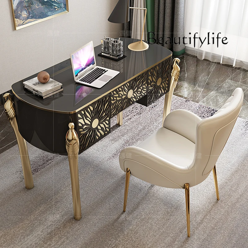 Light luxury desk post-modern simple desk designer household stainless steel paint writing desk