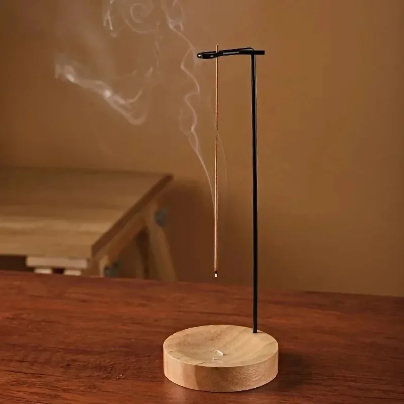 Räucherstäbchenhalter Rückfluss-Räucherstäbchenständer Runde Holzplatte Ornament für Zuhause Schlafzimmer Yoga Spa Dekoration