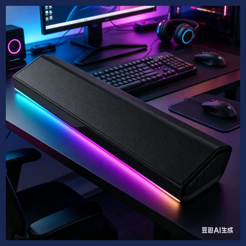 

Беспроводная звуковая панель Bluetooth 5.4 с RGB-подсветкой для настольного компьютера, поддержкой USB-аудиокарты и воспроизведением с TF-карты для мобильных телефонов и ПК