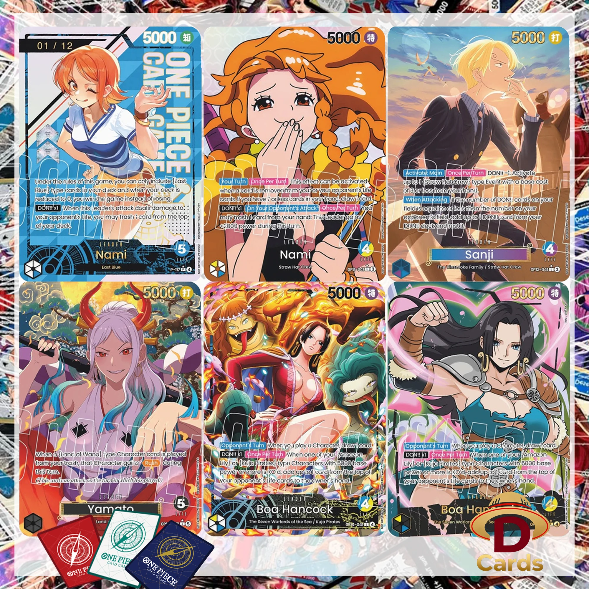 Tarjetas Coleccionables de Anime One Piece con Personajes como Black Beard, Hancock, Sanji y Nami, Personalizables con Texturas Metálicas
