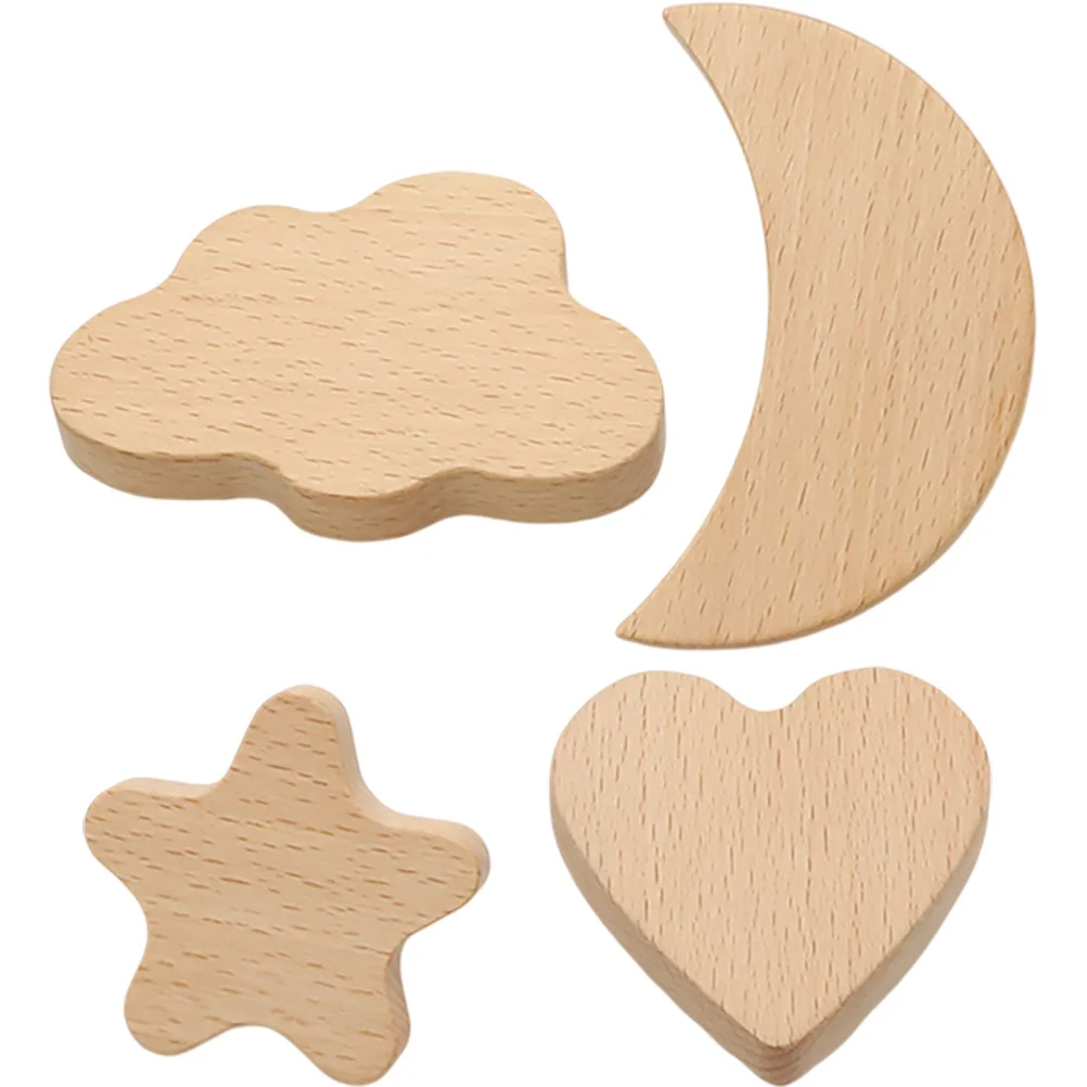 

4Pcs Wooden Furniture Knobs Cartoon Design Drawer Pulls for Cabinets Dressers Wardrobes Replacement Boho Drawer Pulls