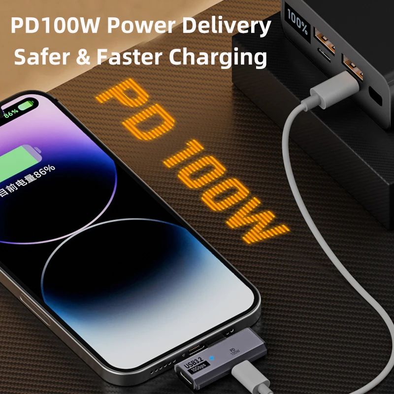 Adaptador divisor otg 2 em 1 pd100w usb3.2 10gbps usb c para tipo duplo adaptador conversor de carregamento rápido para telefone laptop fone de ouvido