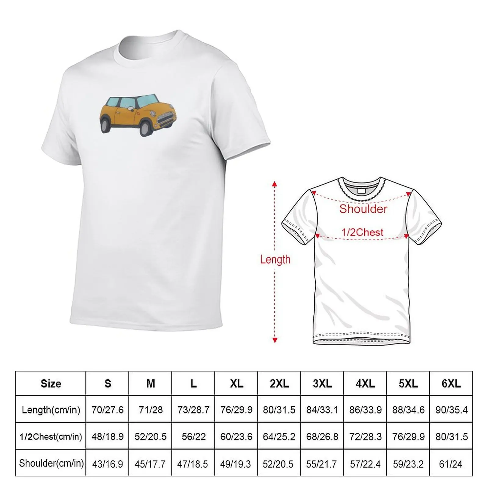 yellow hand drawn cartoon mini cooper T-Shirt t shirt custom print t shirts for man pack cotton T-Shirt