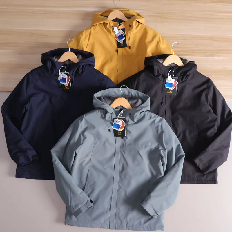 Casaco masculino quente Thiened Fce forrado com capuz ao ar livre à prova de vento outono inverno Jaet Stand Fit Faion Urban Sle Long Sl...