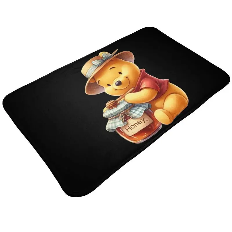 Custom Funny Cartoon Winnie The Pooh Door Floor Kitchen Bath Mat Anti-Slip Outdoor Doormat Toilet Entrance Carpet Rug