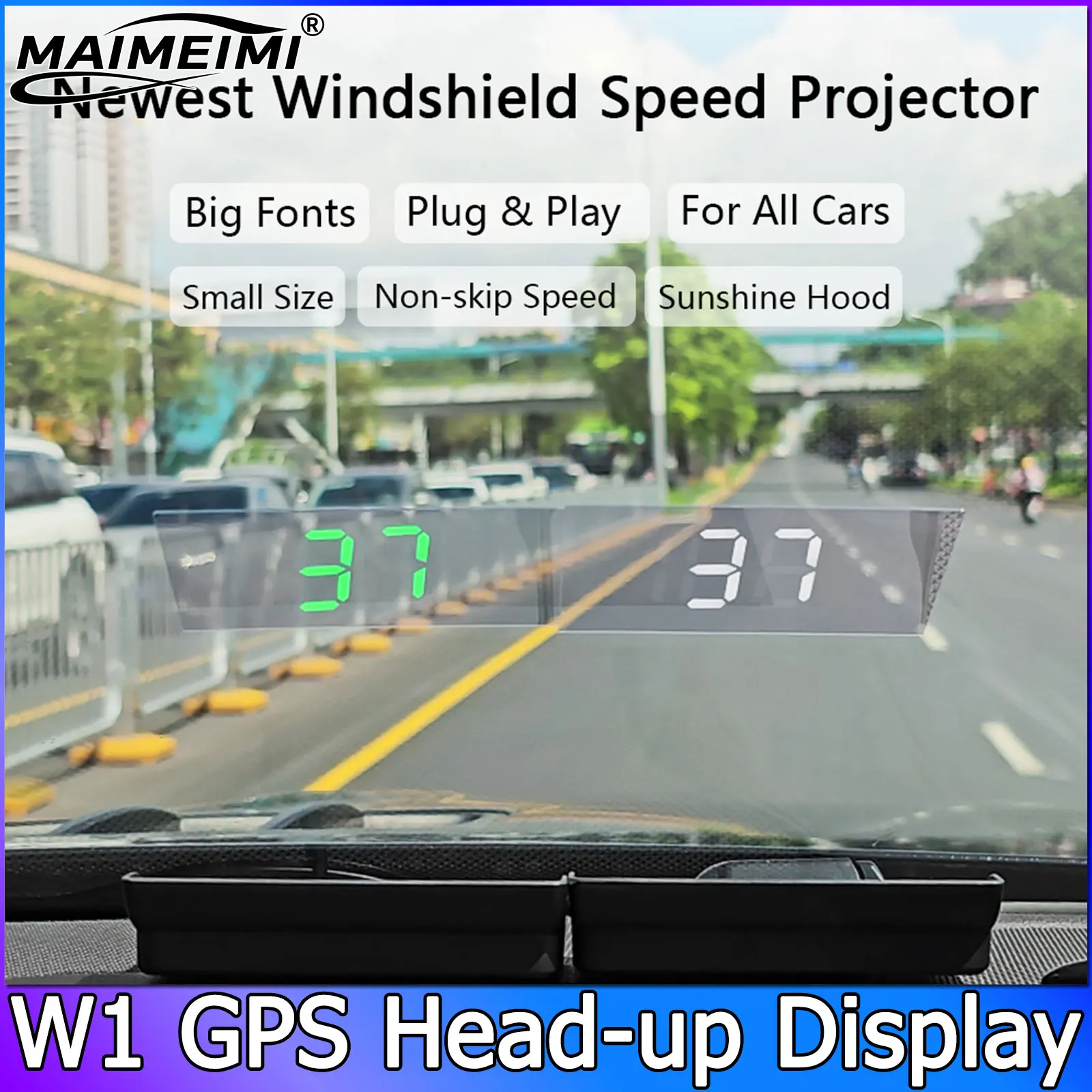 

W1 HUD Автомобильный проекционный дисплей Спидометр км/ч USB-проектор для лобового стекла GPS-система для всех автомобилей Спидометр Автомобильная электроника