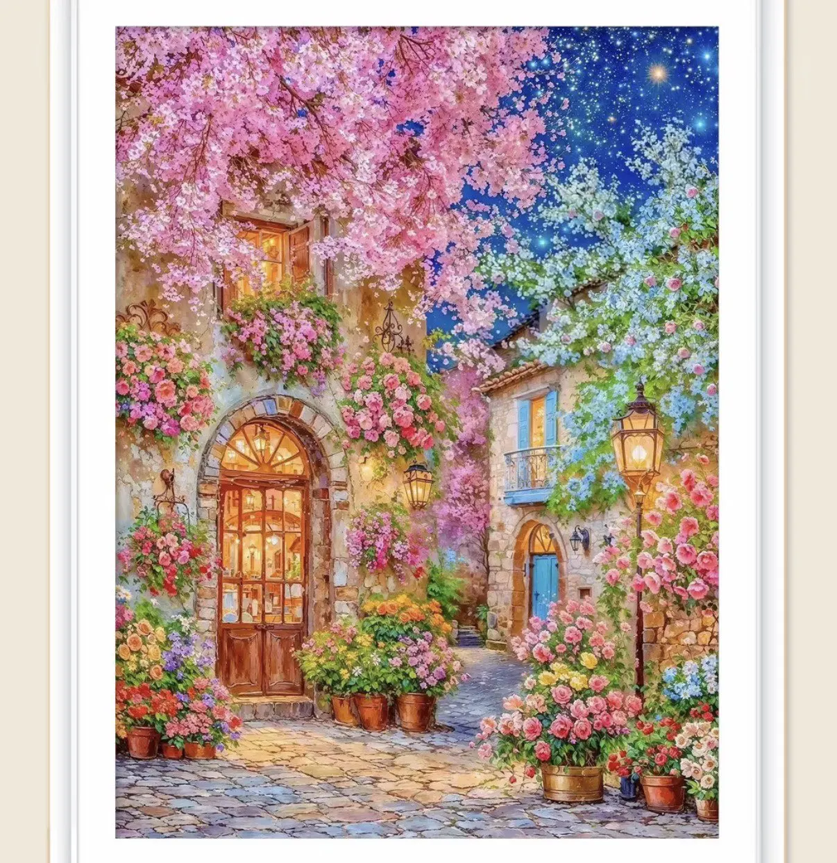 

9CT 14ct Flowers House Printed Kit Cross Stitch Embroidery DIY Needlework Home Decor Crafts With Needles Threads