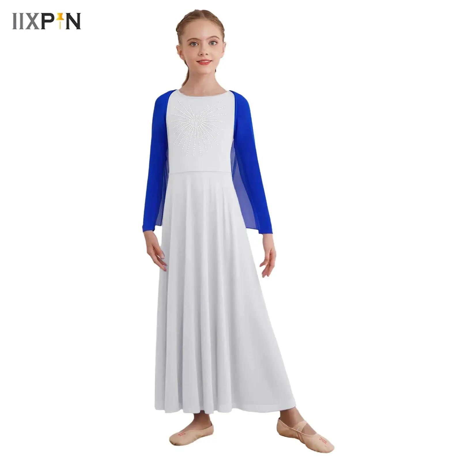 

Kids Girls Liturgical Praise Worship Dance Top Open Front Irregular Hem Drapey Angel Wing Shrug for Performance Competition