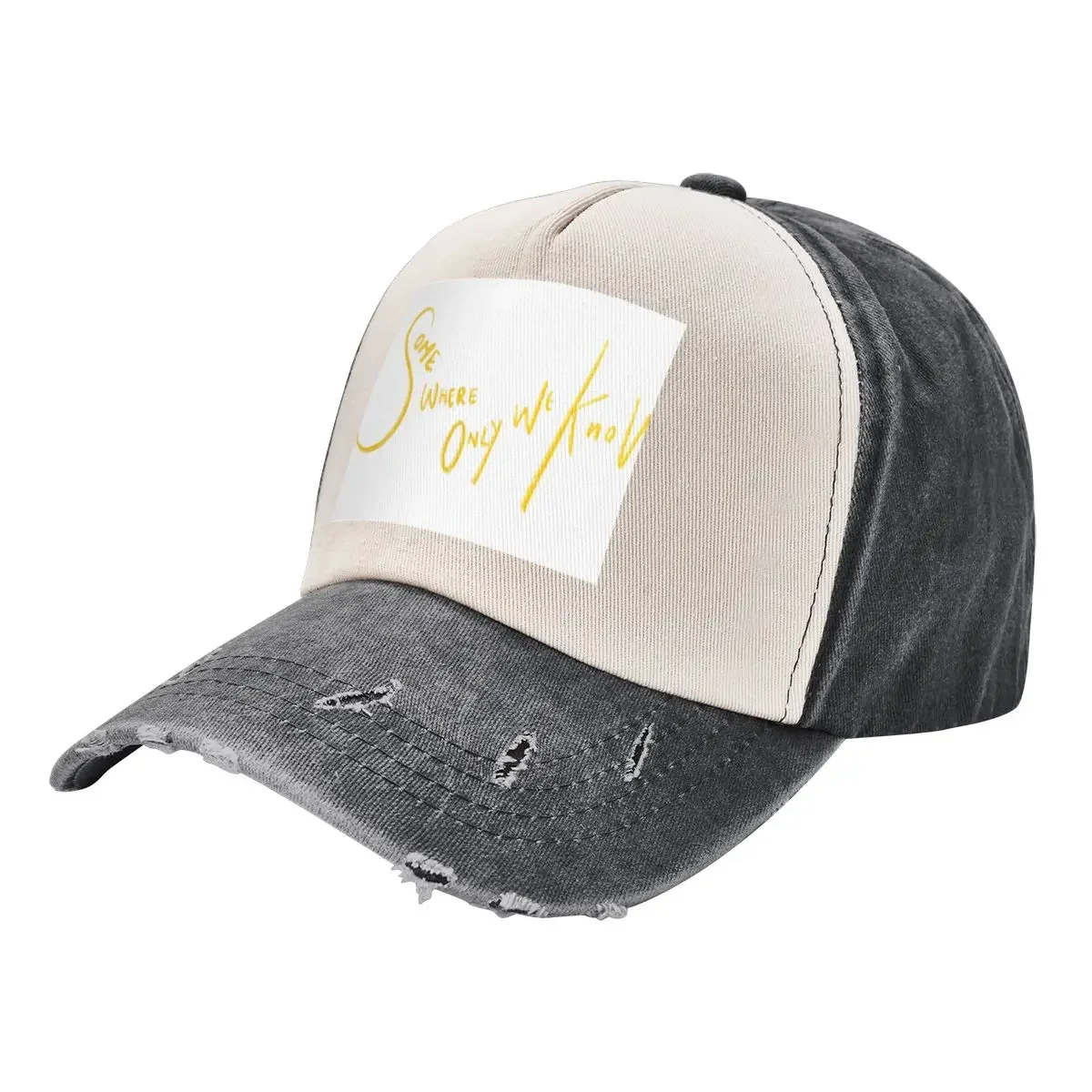 Somewhere only we know yellow font writing Baseball Cap tea Hat birthday summer hat Rave Golf Wear Men Women's