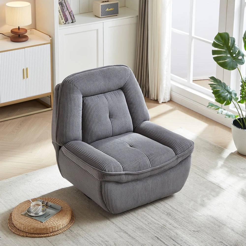 360° Corduroy Swivel Upholstered Manual Recliner Chair, Single Seat Theater Recliner Sofa, Nursery Glider Rocker for Living Room