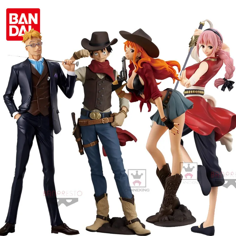 Bandai-figuras de acción de Luffy, Sanji, Zoro, Nami Rebecca, 19CM, regalo para niños y niñas