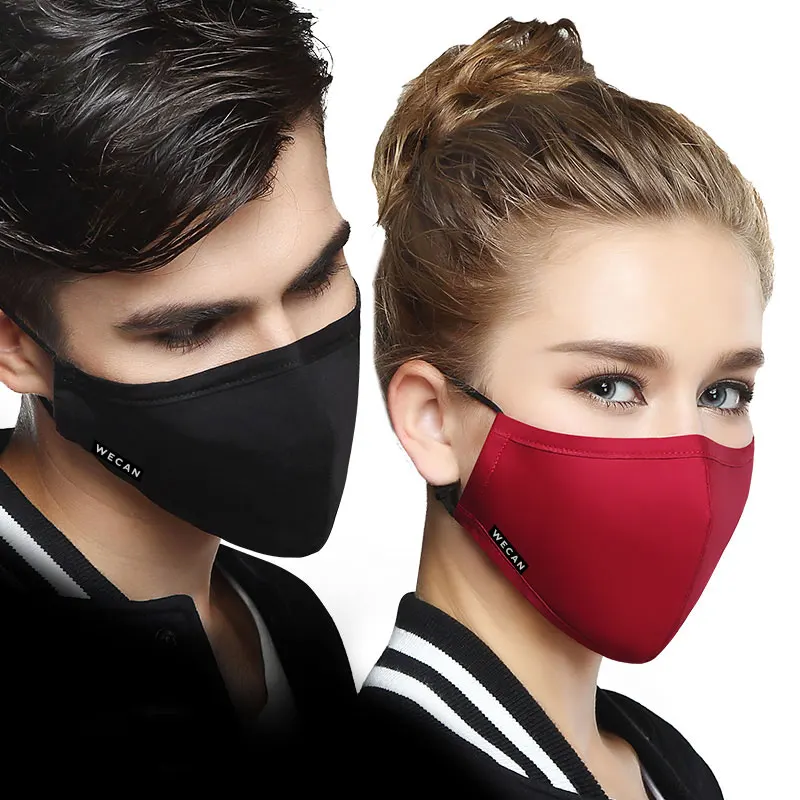 Kpop Cotton Black Mask Mouth Face Mask Anti PM2.5 Dust Mask with 2pcs Activated Carbon Filter Korean facemask Washable Face Mask