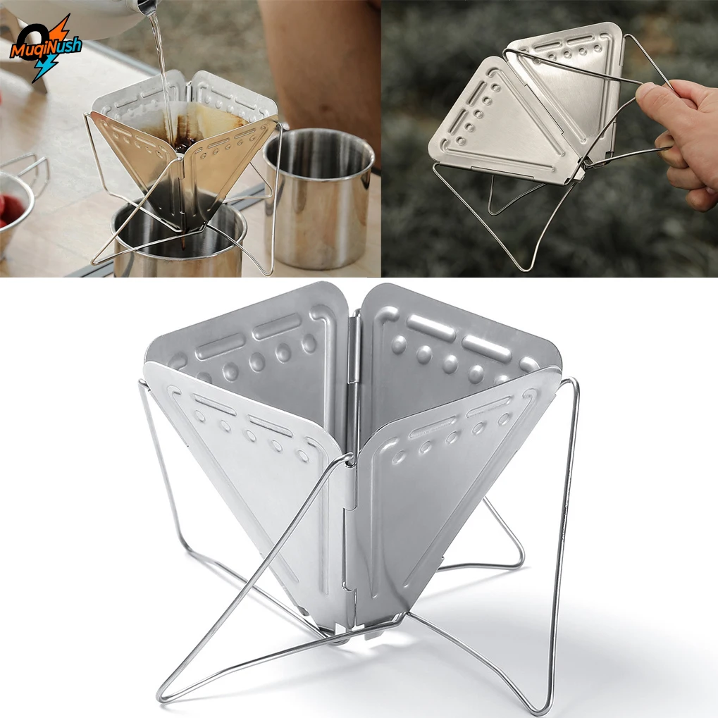 

MuqiNush Outdoor Stainless Steel Coffee Filter Holder Reusable coffee Filters Dripper Coffee-Baskets Camping Picnic Tableware