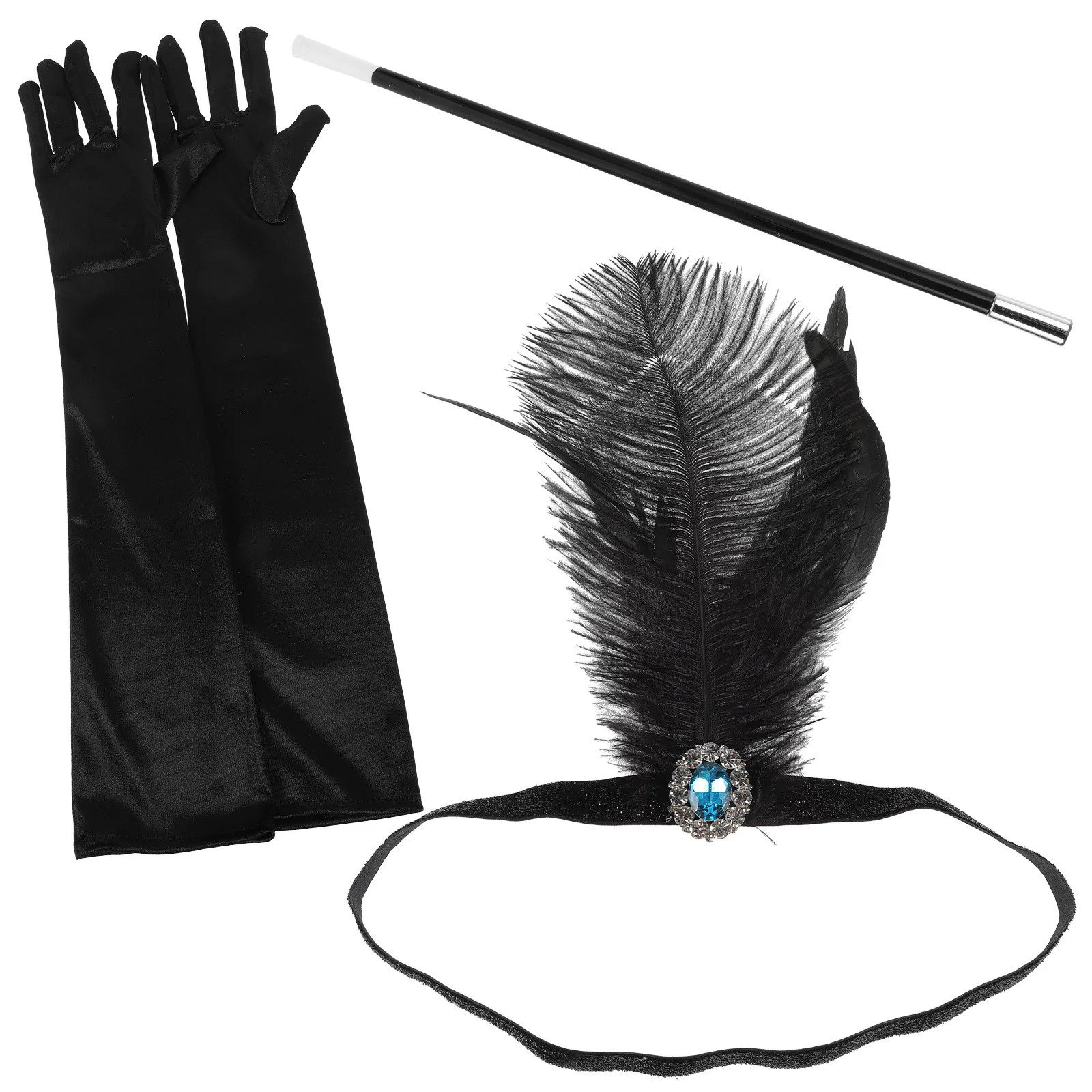

1Set Retro 1920s Accessories Costume Party Headband Gloves Elegant Vintage Flapper Accessories for Women Flapper Headband
