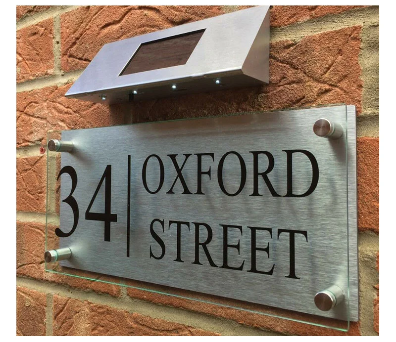 

Customized Big Arcylic House Plaque with Your Door Number Solar Light Sign