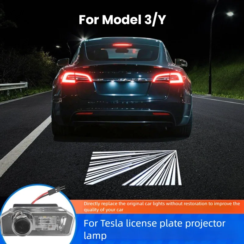 

1PC Number License Plate Projector Light for Tesla Model 3 2017-2023 Model Y LED Car Rear Trunk Atmosphere Lights Accessories