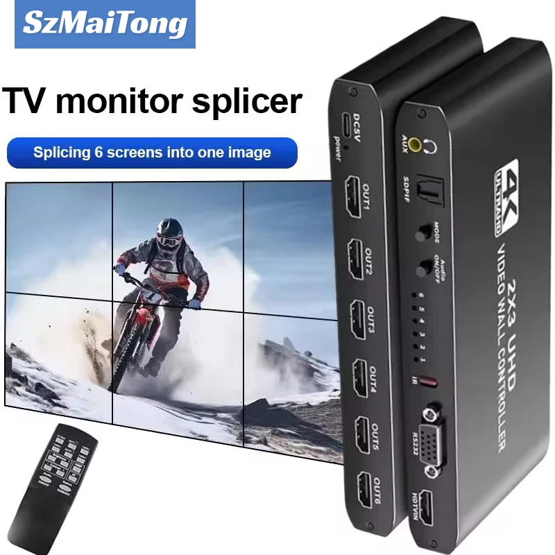 HDMI TV 비디오 월 컨트롤러 스플라이서, HDMI DVI 멀티 비디오 스크린 프로세서 스위처, 2x3, 6 스크린, 4K, 1x2, 2x2, 3x3, 3x2, 4x2, 2x4