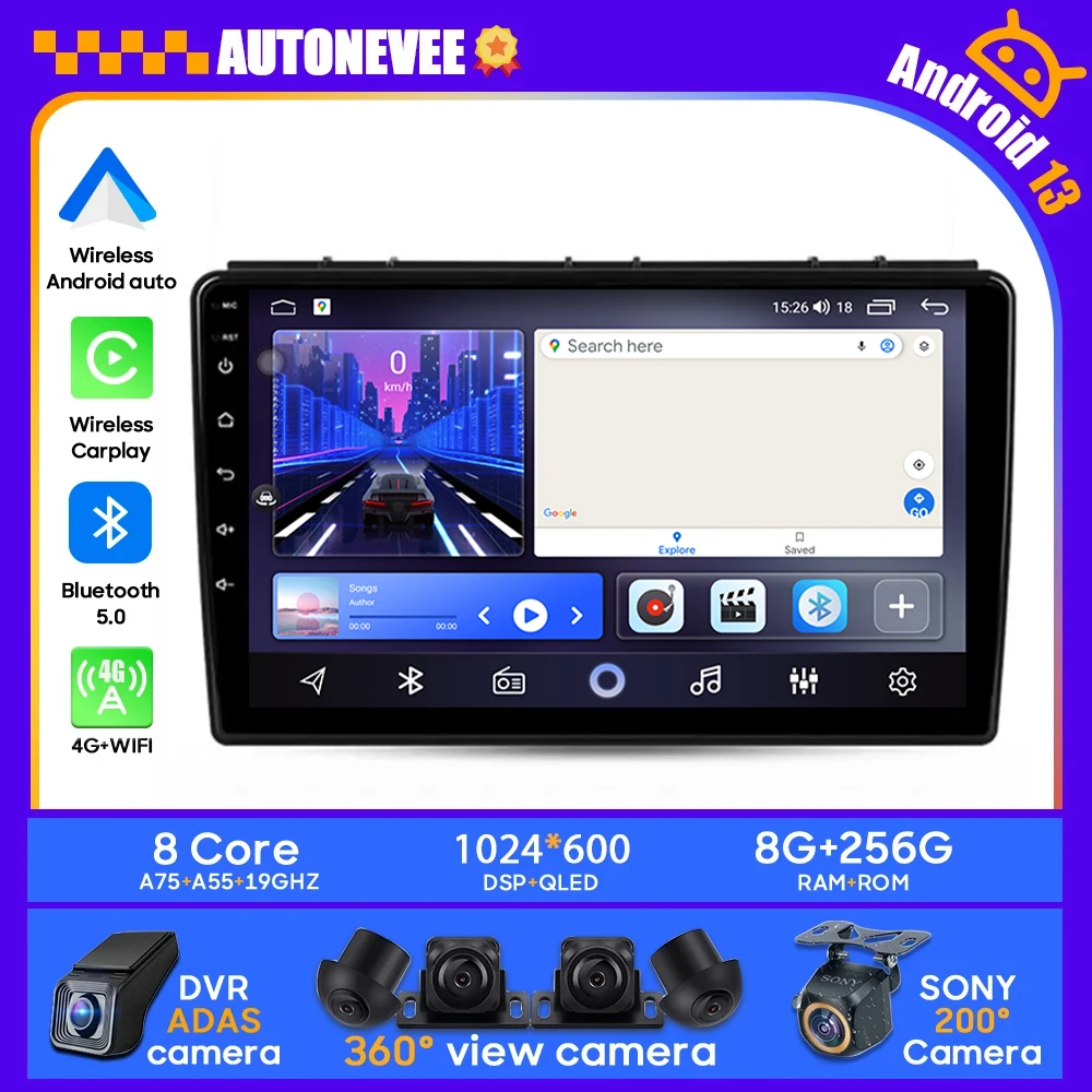 

Car For Saab 9-3 2 2007 - 2014 GPS Navigation Android Auto Screen Carplay 4G Wifi NO 2din Video Radio stereo multimedia player