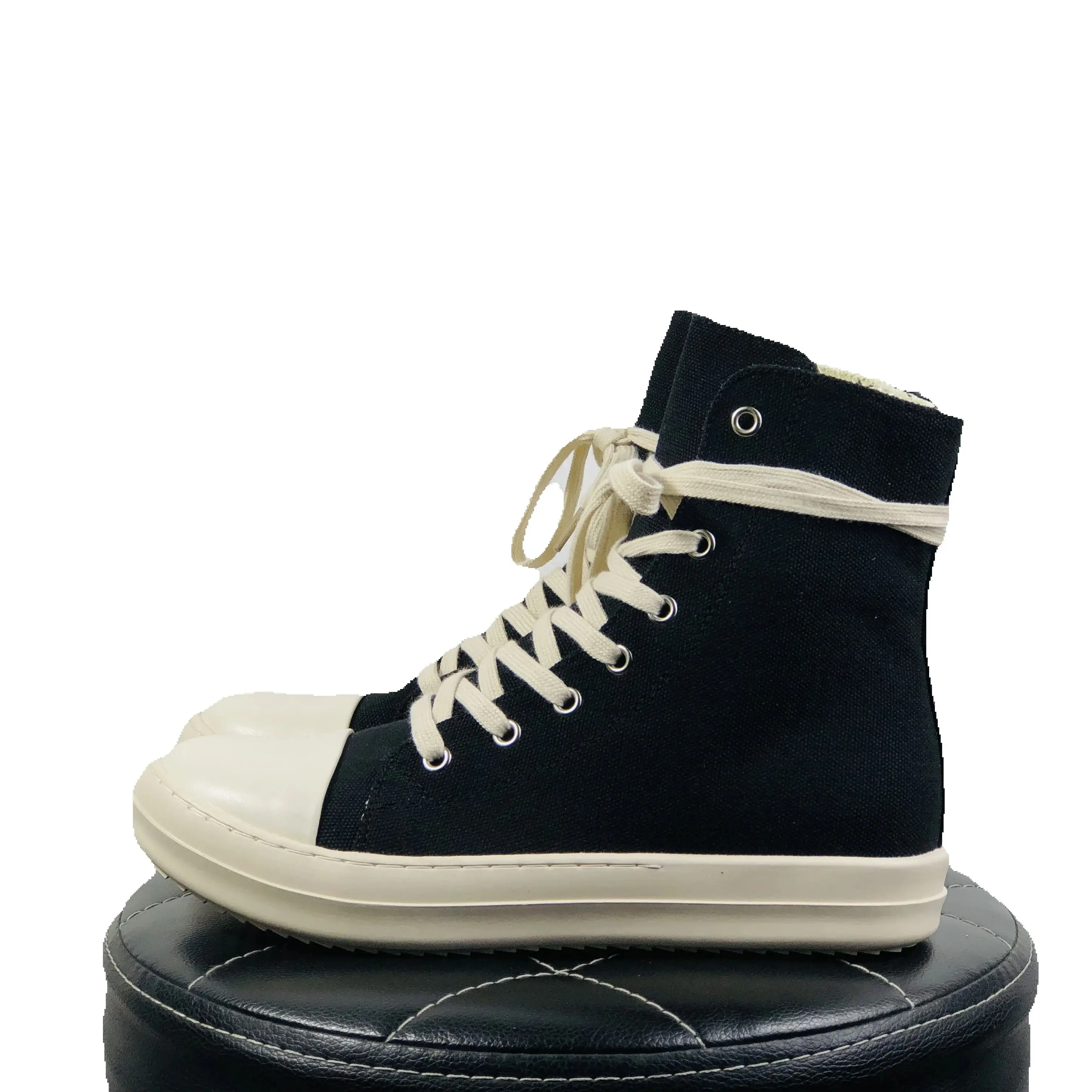 

Women Casual Canvas Pu Shoes Luxury Trainers Lace Up Men Sneakers Zip High-TOP Hip Hop Autumn Flats Black Boots