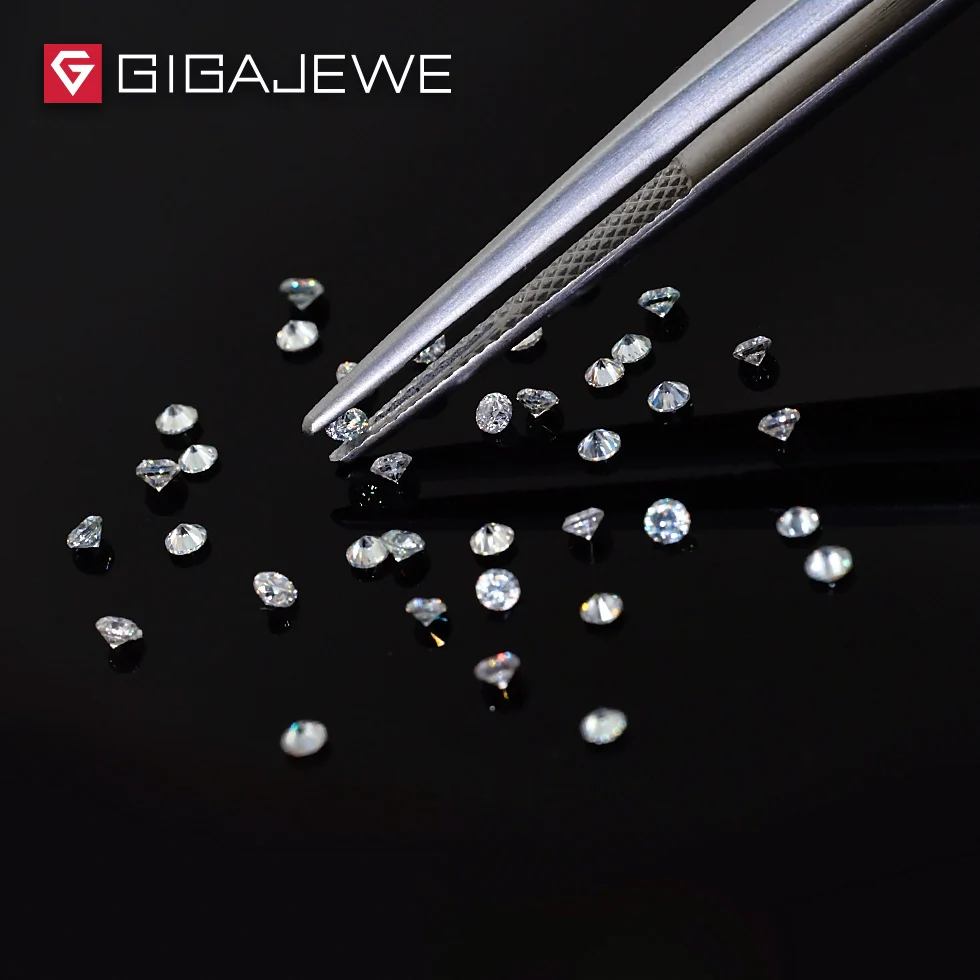 GIGAJEWE HPHT Lab Grown Diamond Melee DEF Color VVS VS Round Cut Loose Diamond 0.8-3.0mm Top Quality Gems for Jewelry Making