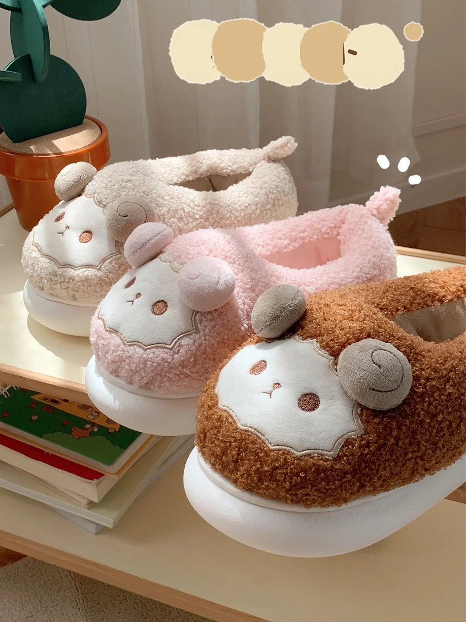 Man Women Slippers Household Warm Non Slip Boys' Girls' Baby Slipper Shoes Women's Winter Cute Sheep Parent Child Home Slippers