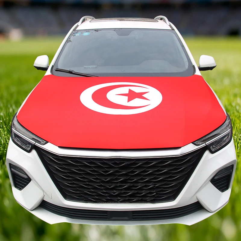 115x160cm 3.8x5.3ft Tunisia Flag Car Engine Hood Cover National Flag Fabrics For SUV For Decoration