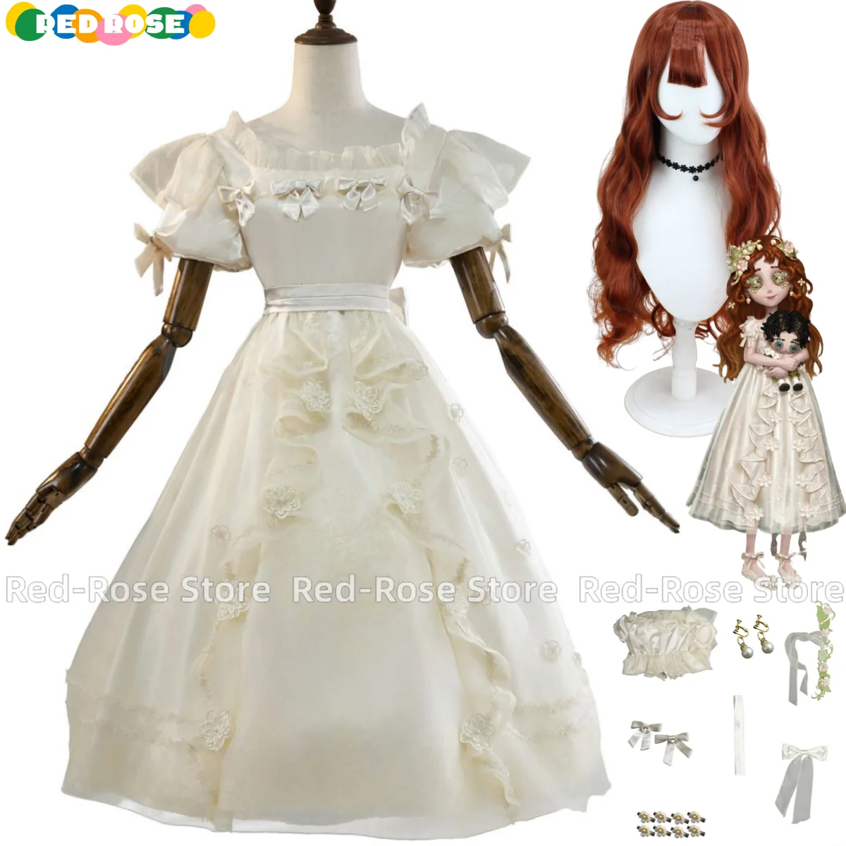 Anime Game Identity Ⅴ Little Girl Eurydice Cosplay Costume Wig White Princess Skirt Lolita Woman Lovely Kawaii Halloween Suit