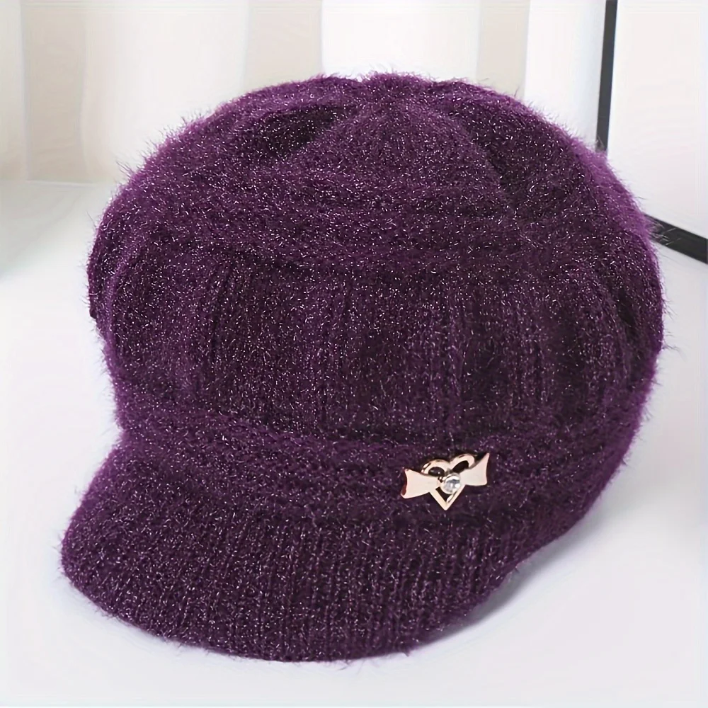 1PC Wool Women's Fashion Hat Plush Knitted Wind Shield Ear Guard Solid Color Atmosphere Simple Autumn and Winter Warm Hat