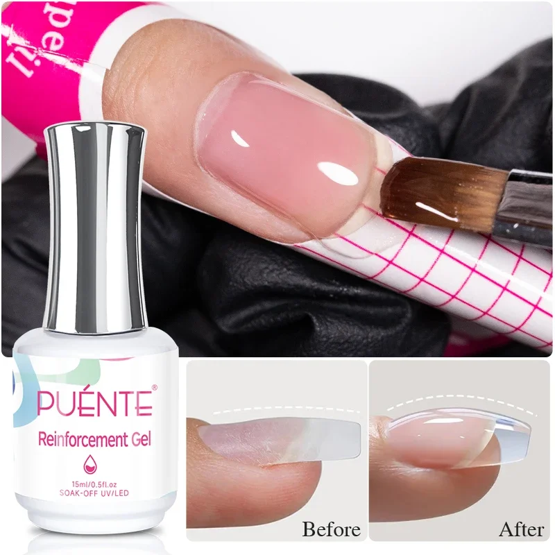 15ML 7-IN-1 Reinforcement Gel Nail Polish Transparent Base Coat Extension Self-Leveling Color Fixation Soak Off UV Nail Varnish