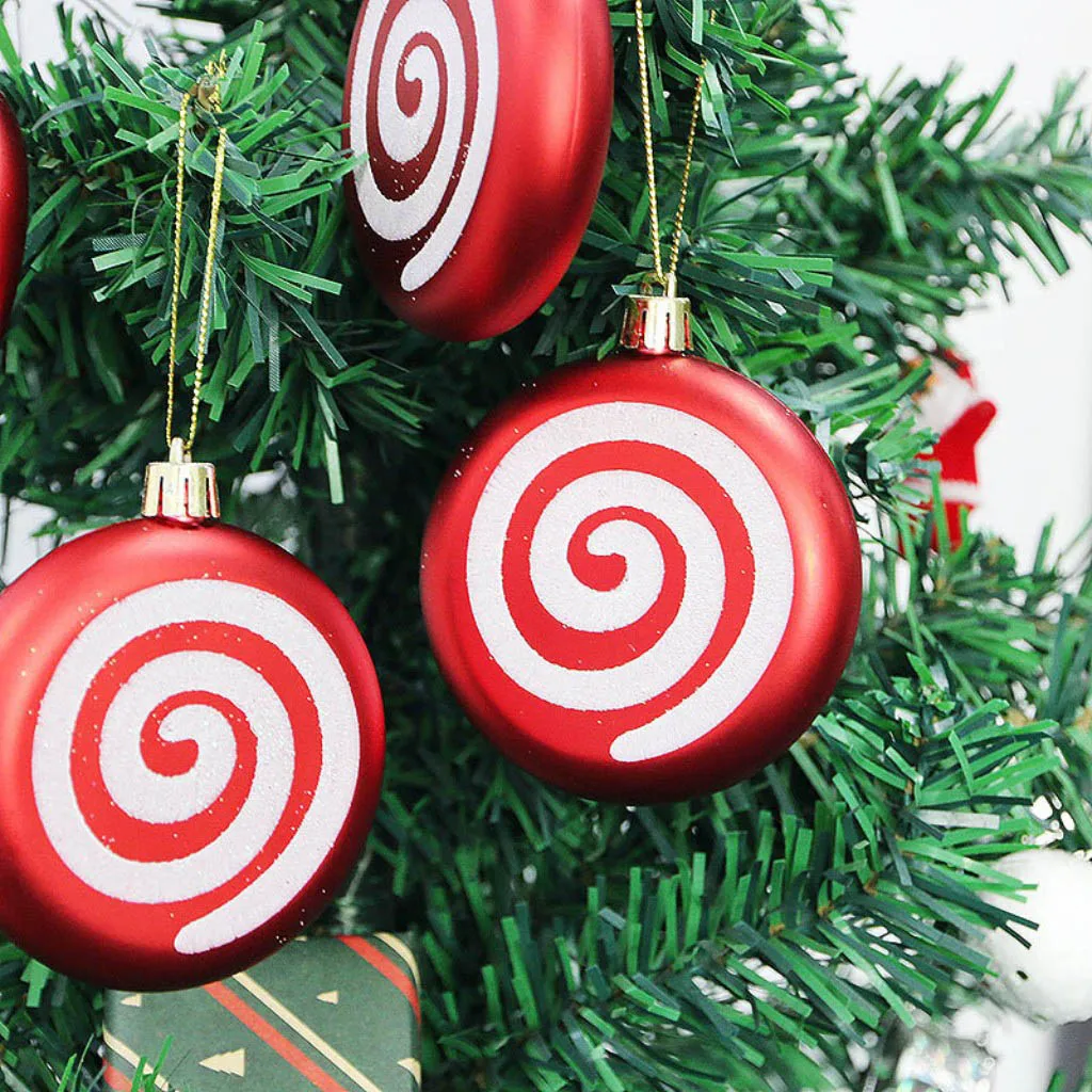 (4Pcs/bag)Size 9Cm Flat Striped Hollow Candy Pendant for Christmas Tree Decoration and New Year Room Matching view 6