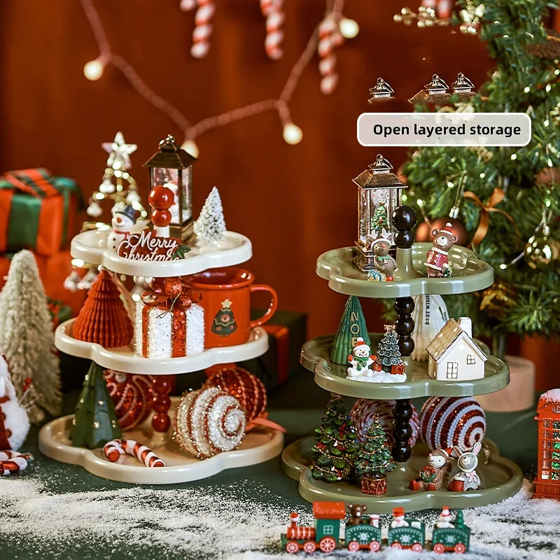 

New tray Multi-storey living room coffee table Exquisite high appearance level Christmas French cake dessert tray