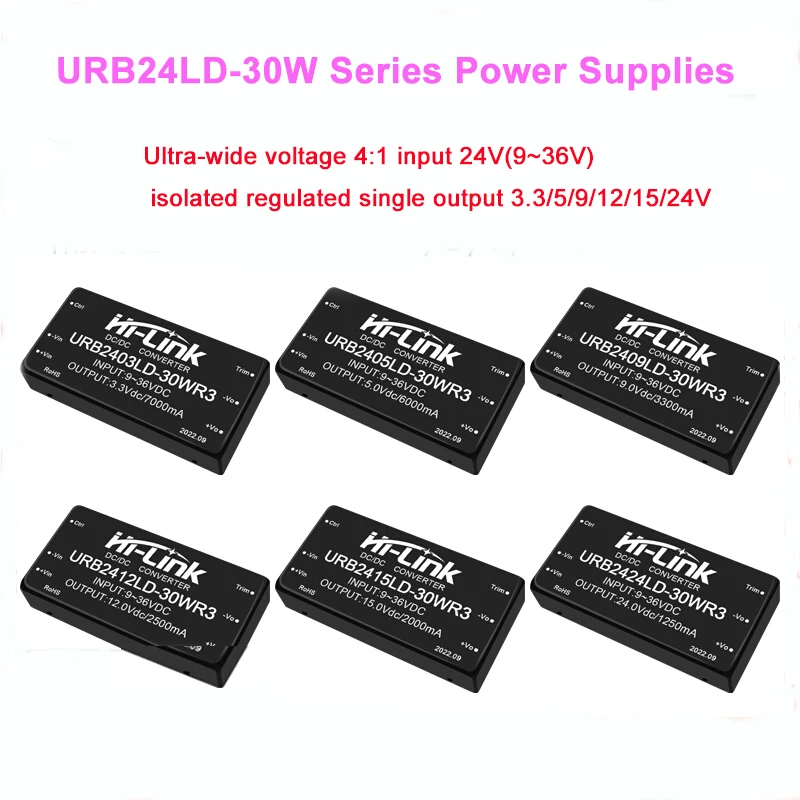 Free Shipping 2pcs/lot URB2412LD-30WR3 DCDC Isolated Regulated Power Module 24V to 3.3/9/12/15/24V Single Circuit DC DC Convert