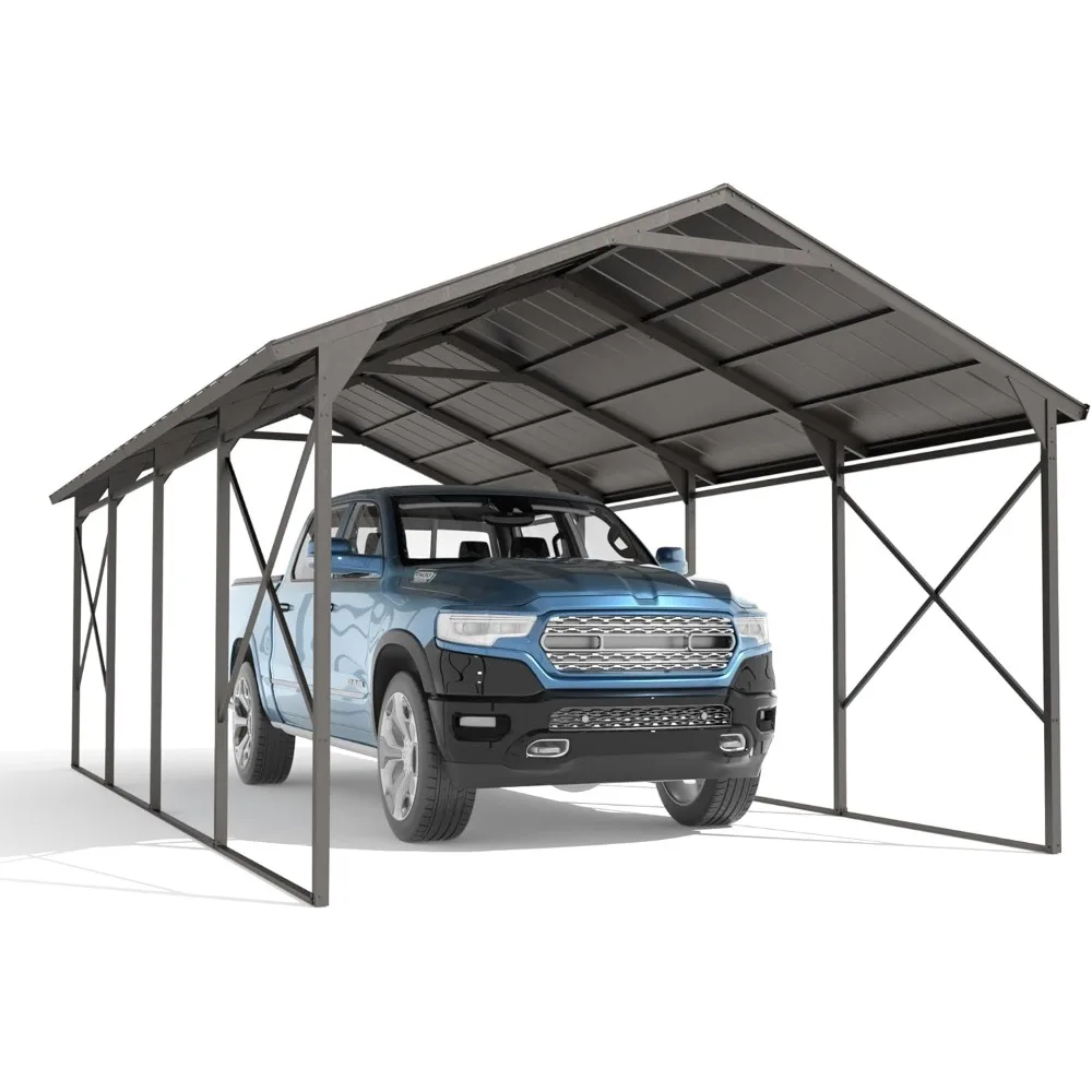 

12ft X 22ft Heavy-duty Metal Carport, Heavy-duty Galvanized Garage Car Shelter with Reinforced Base and Canopy