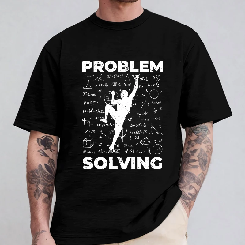 Rock Climbing T Shirt for Women Men Bouldering Tees Problem Solving Math Tops Sport Climber T-shirt Short Sleeve Unisex Clothing